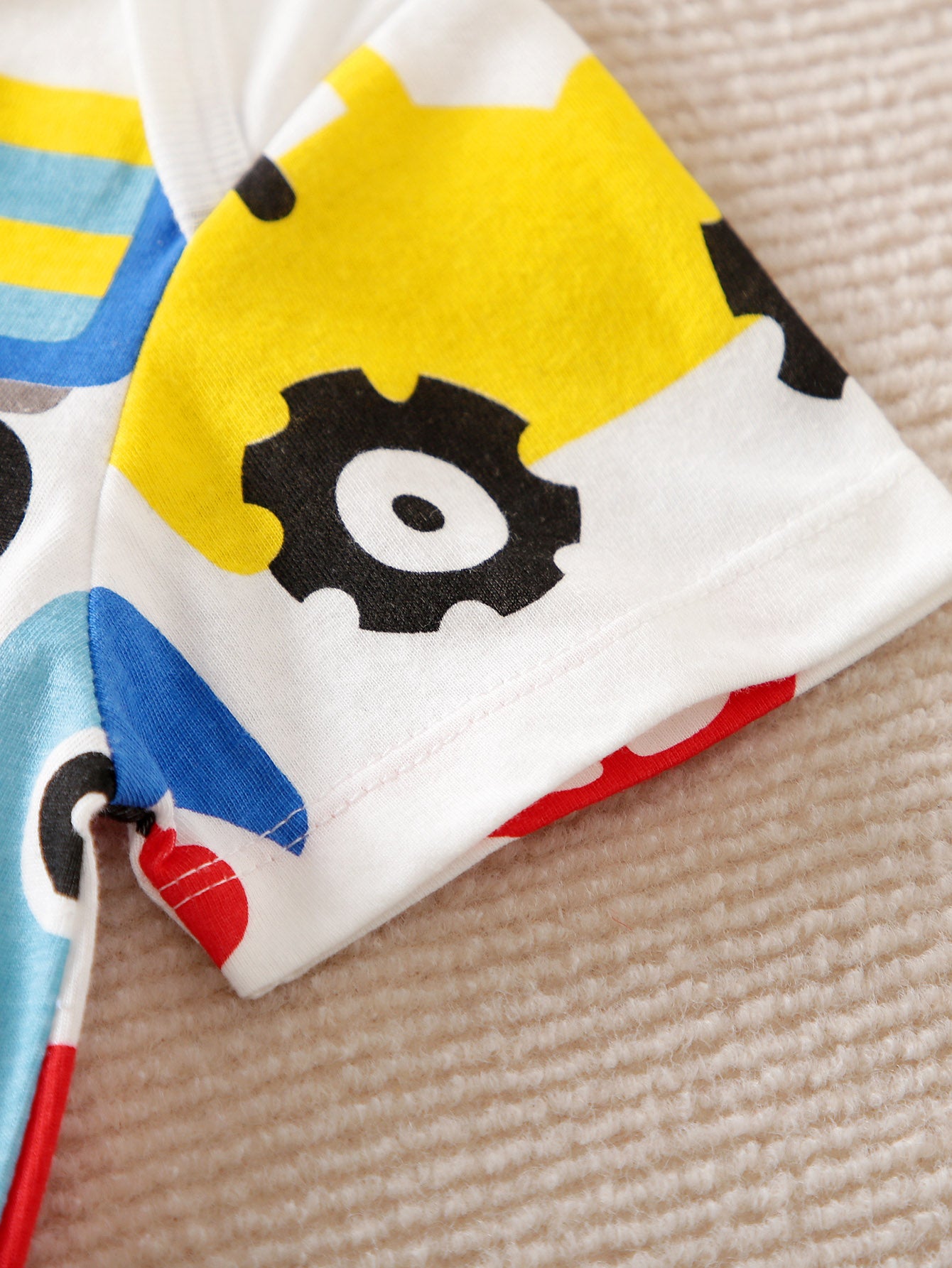 Infant Boys White & Blue Printed Cotton Rompers