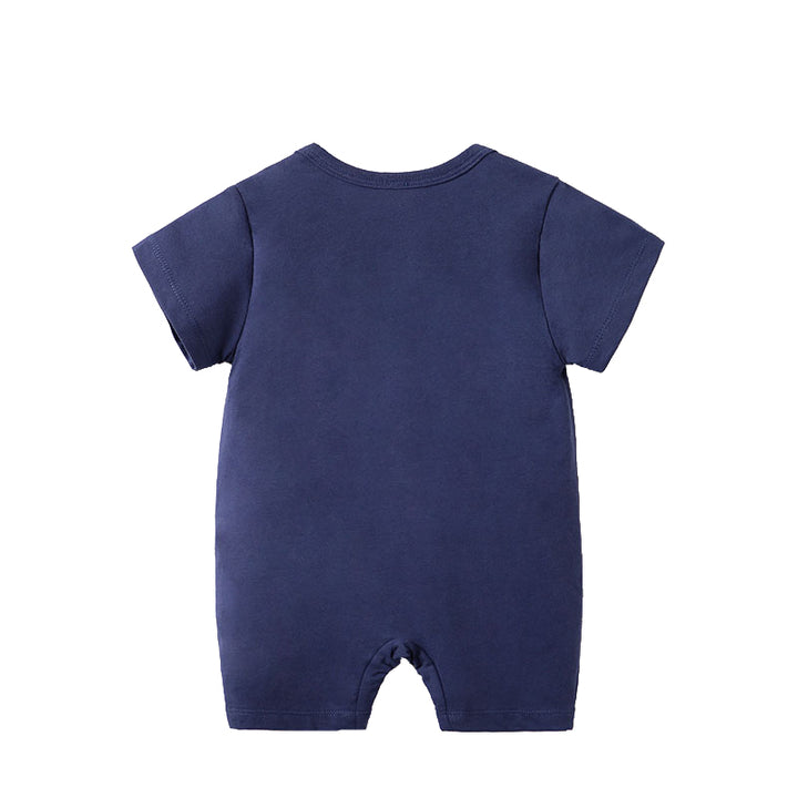 Infant Boys Navy Blue Printed Pure Cotton Rompers