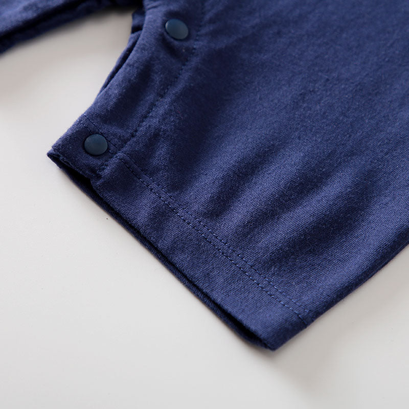 Infant Boys Navy Blue Printed Pure Cotton Rompers