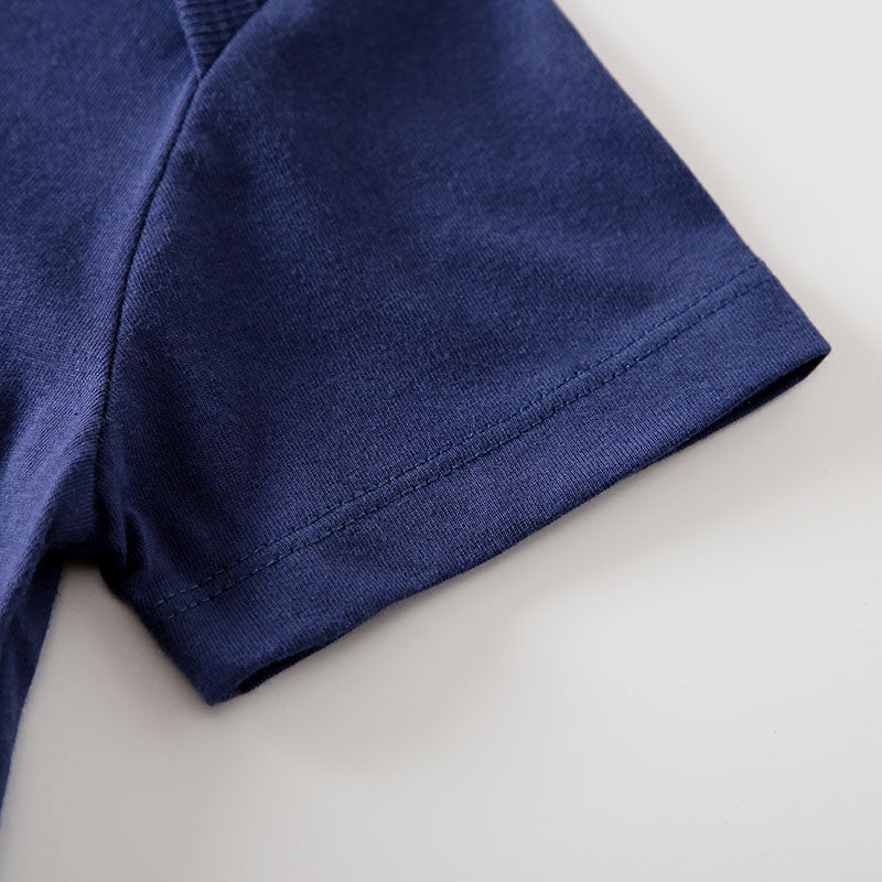 Infant Boys Navy Blue Printed Pure Cotton Rompers