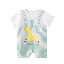 Green Infants Printed Cotton Rompers