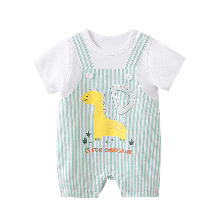 Green Infants Printed Cotton Rompers