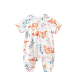 Infant Boys White Printed Rompers