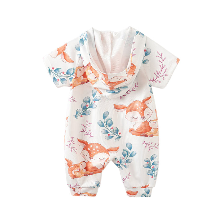 Infant Boys White Printed Rompers