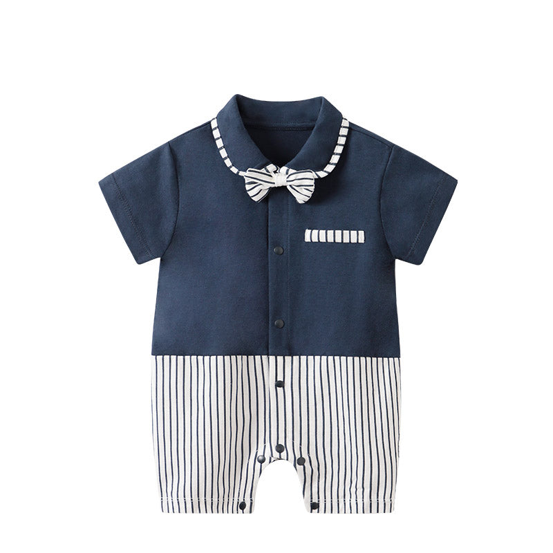 Infant Boys Navy Blue Cotton Rompers