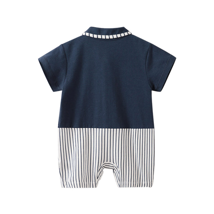 Infant Boys Navy Blue Cotton Rompers