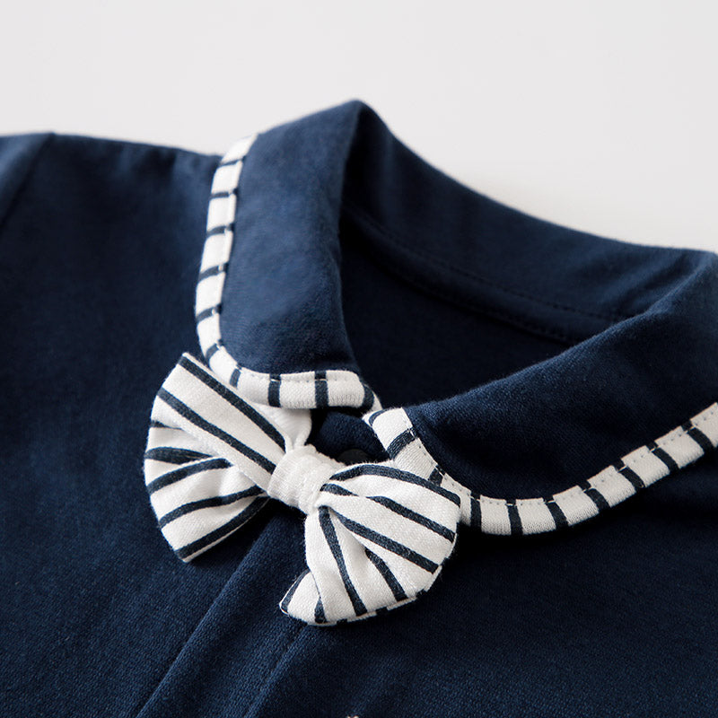 Infant Boys Navy Blue Cotton Rompers