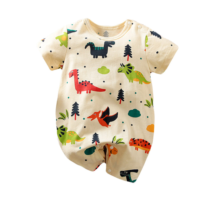 Beige Infant Boys Graphic Printed Pure Cotton Rompers