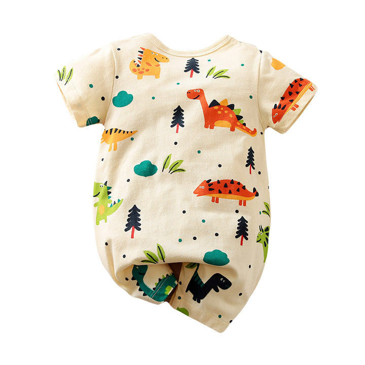 Beige Infant Boys Graphic Printed Pure Cotton Rompers