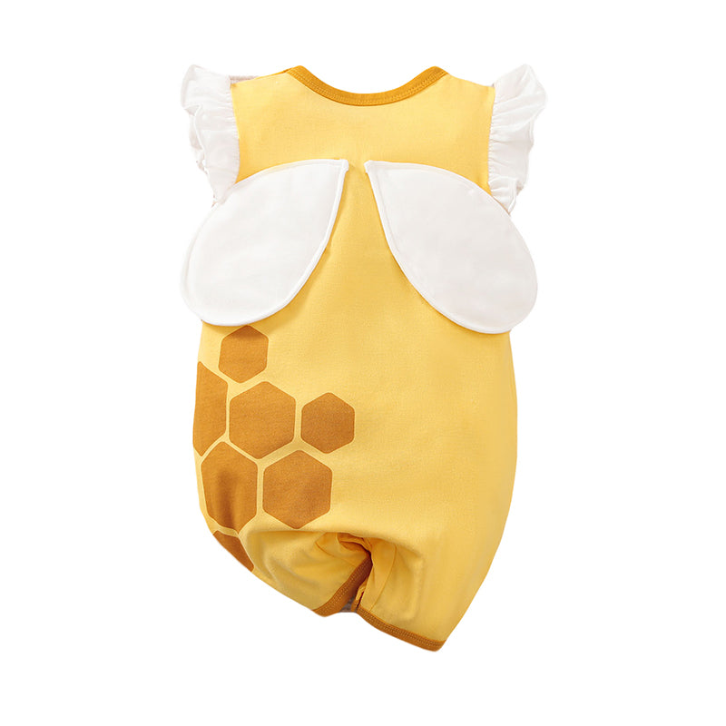 Yellow Infants Girls Printed Pure Cotton Rompers