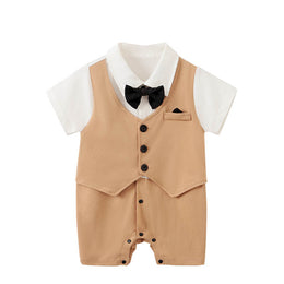 Infant Boys Khaki Cotton Rompers