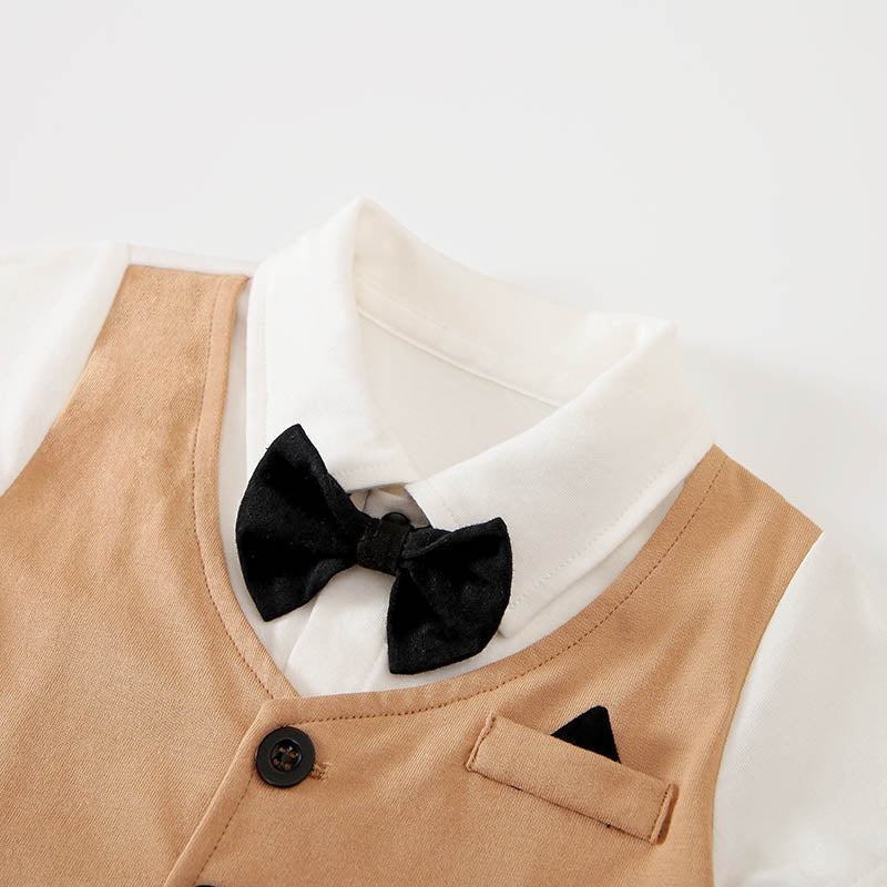 Infant Boys Khaki Cotton Rompers