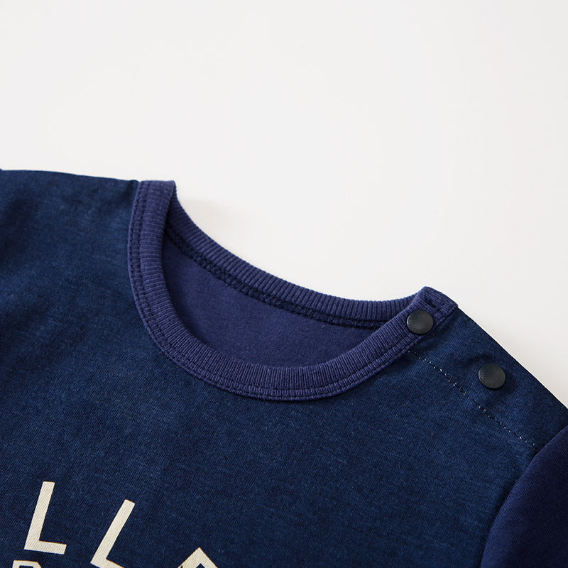 Infant Boys Blue & White Printed Cotton Rompers