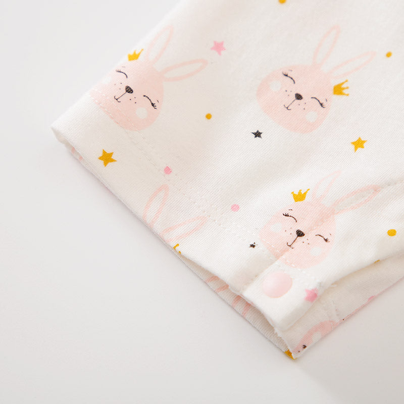 Infant Girls Peach Conversatinal Printed Cotton Rompers