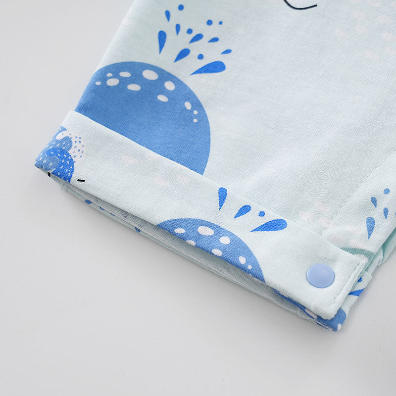 Infant Boys Grey & Blue Printed Cotton Rompers