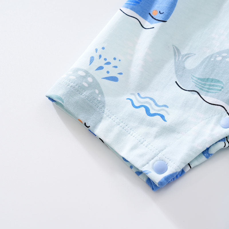 Infants Boys Blue Printed Cotton Rompers