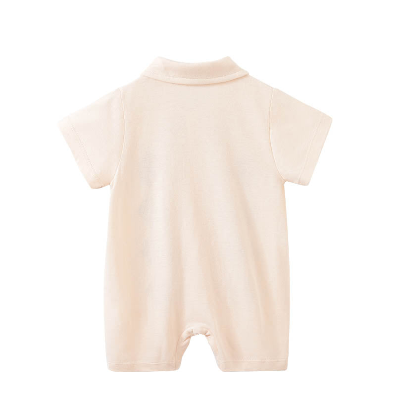 Infant Boys Beige Printed Cotton Rompers