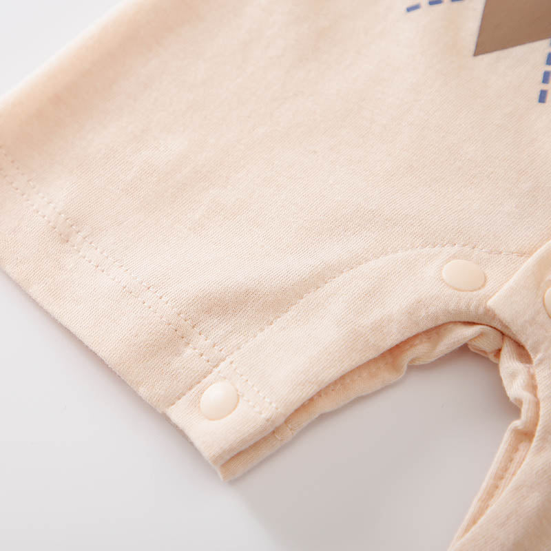 Infant Boys Beige Printed Cotton Rompers