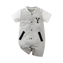 Boys Embroidered Cotton Rompers