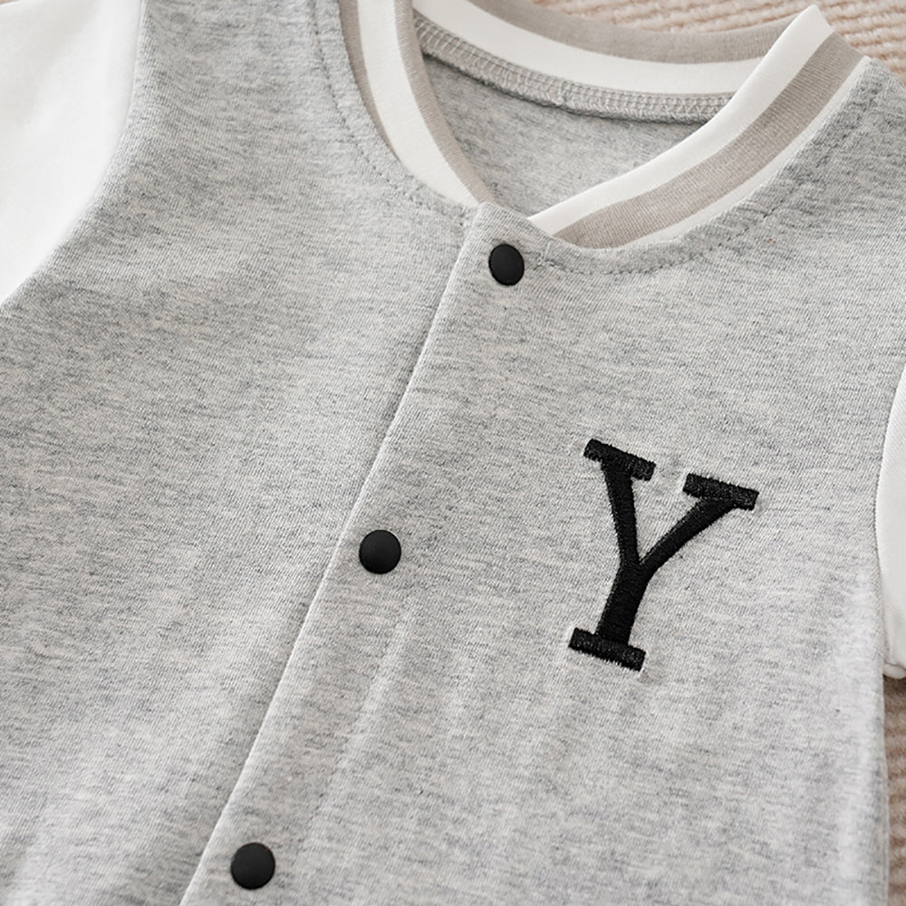 Boys Embroidered Cotton Rompers