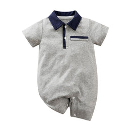 Boys Cotton Shirt Collar Romper