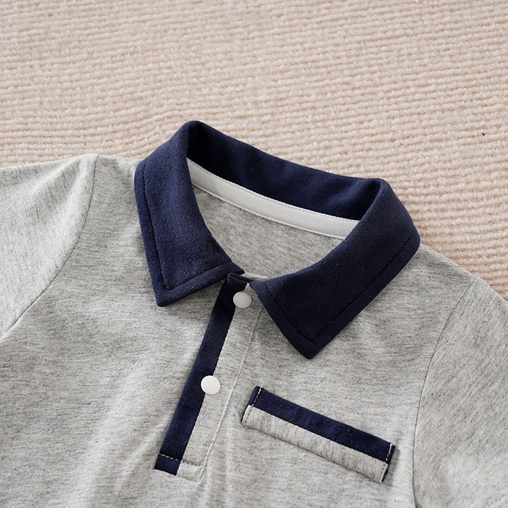 Boys Cotton Shirt Collar Romper