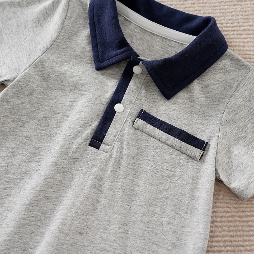 Boys Cotton Shirt Collar Romper