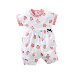 White Infant Girls Printed Cotton Rompers