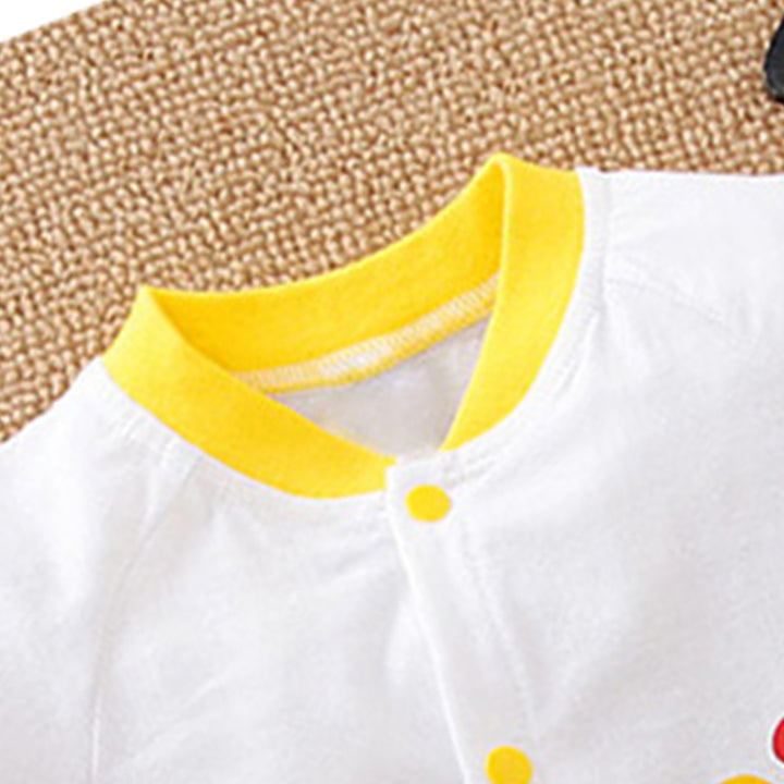 Infants White Printed Cotton Rompers