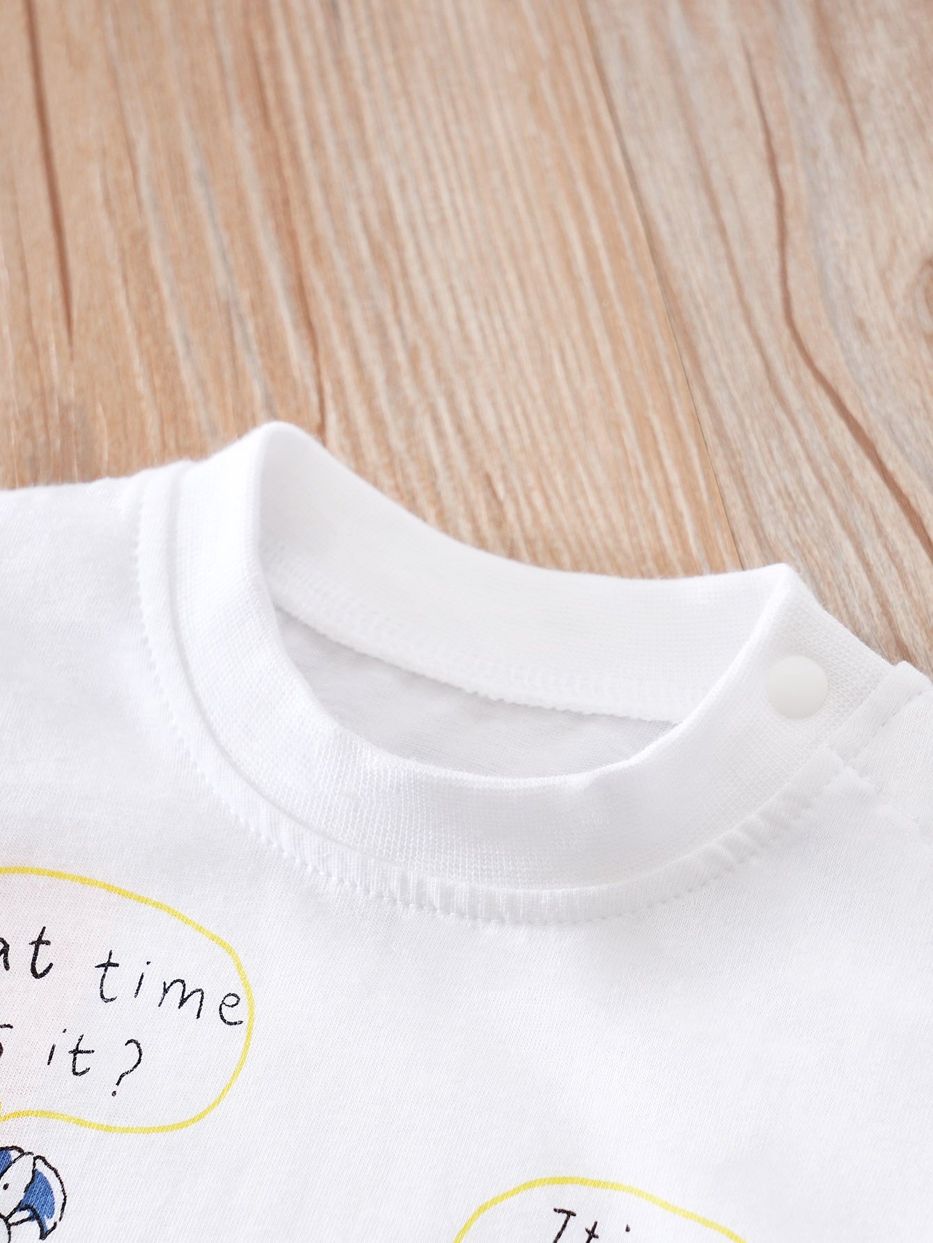 Infant White Conversational Printed Cotton Rompers