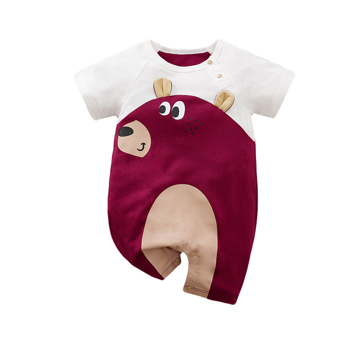 Red & White Infants Colourblocked Pure Cotton Rompers