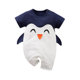 Kids Colourblocked Pure Cotton Penguin Romper