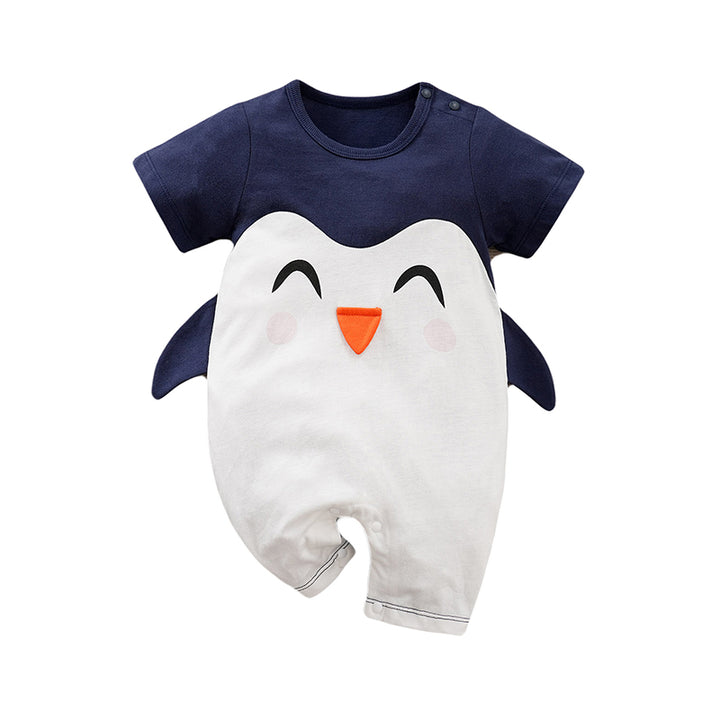 Kids Colourblocked Pure Cotton Penguin Romper