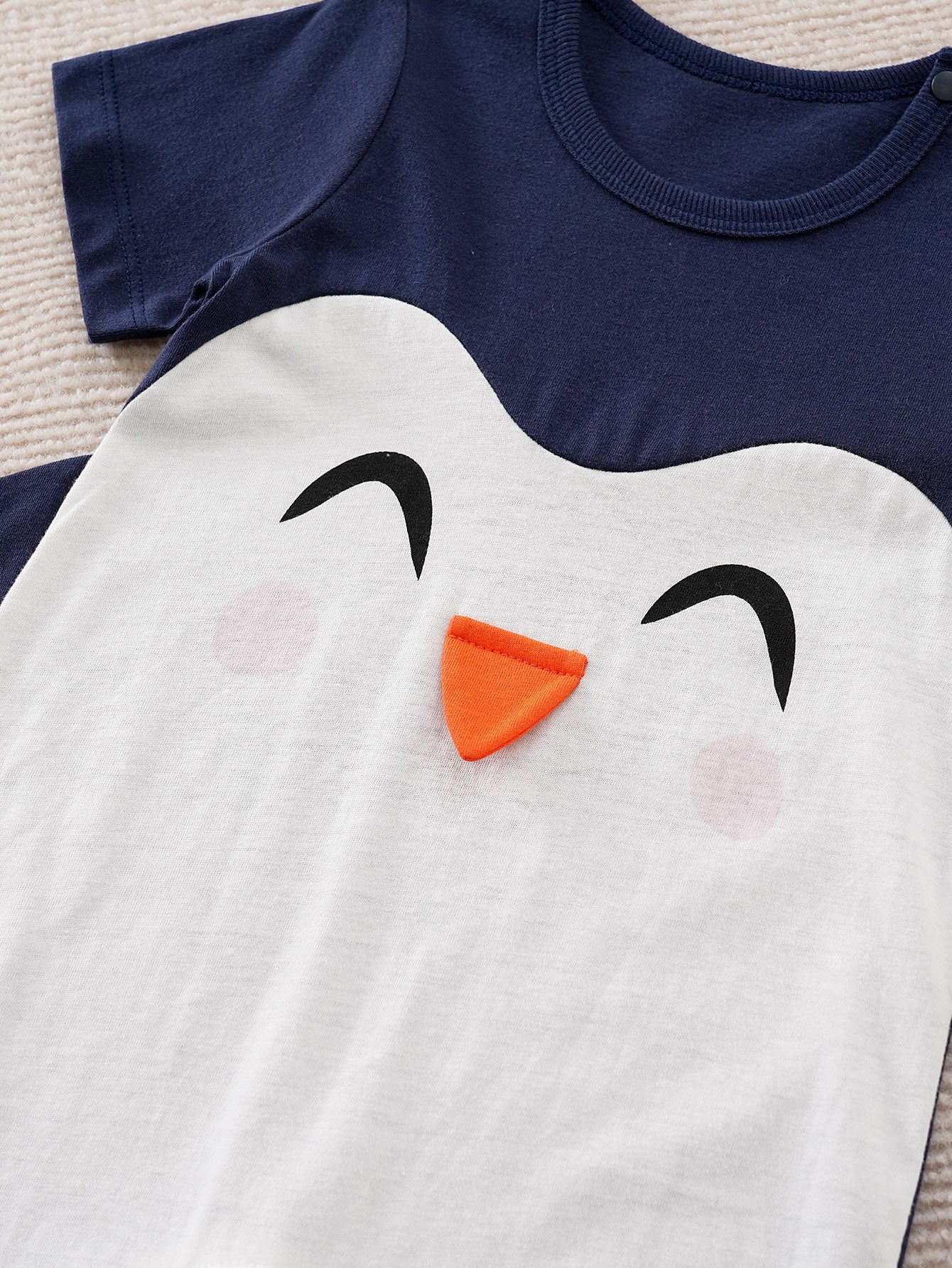 Kids Colourblocked Pure Cotton Penguin Romper