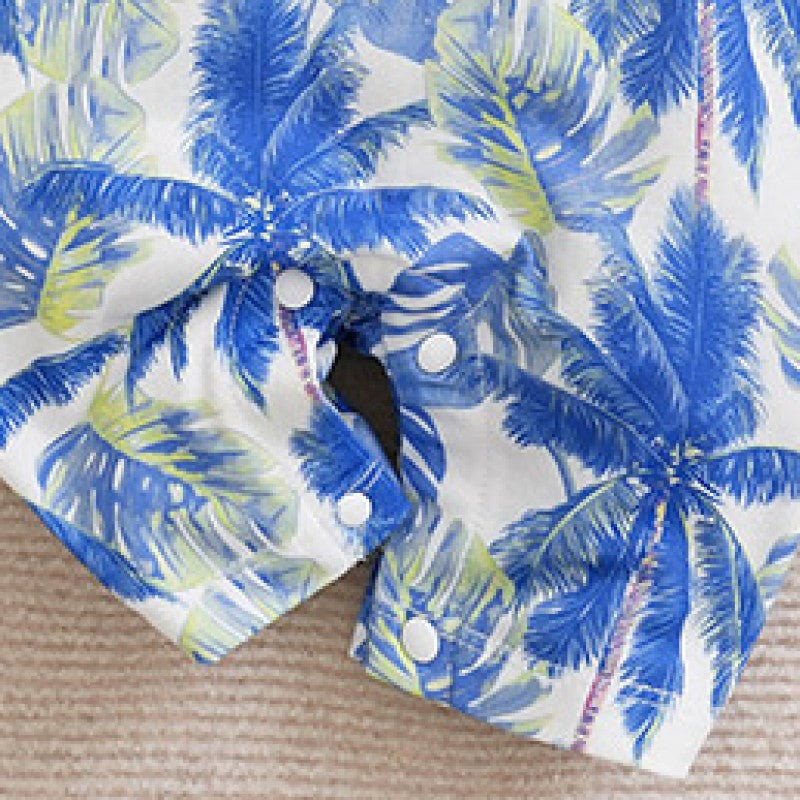 Infant Boys Blue Printed Cotton Romper