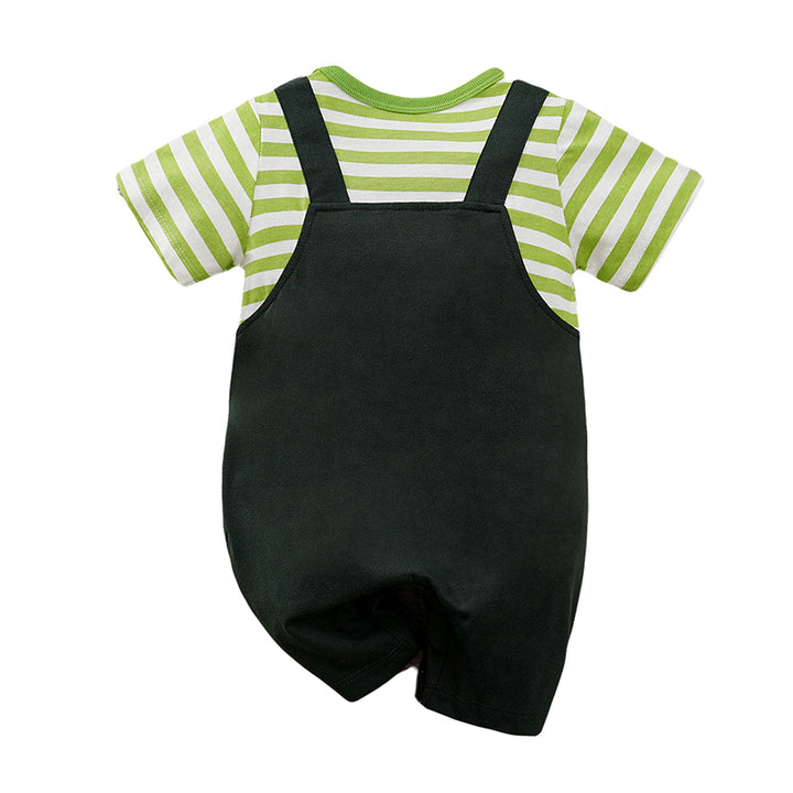 Infants Green Printed Pure Cotton Rompers