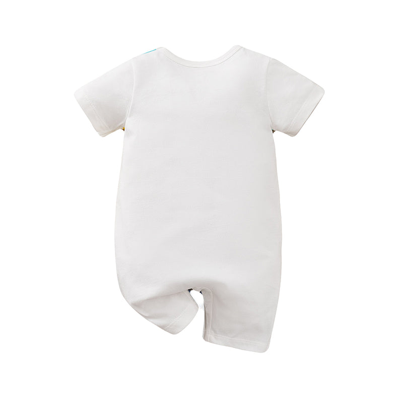 Infant Boys White Printed Cotton Romper