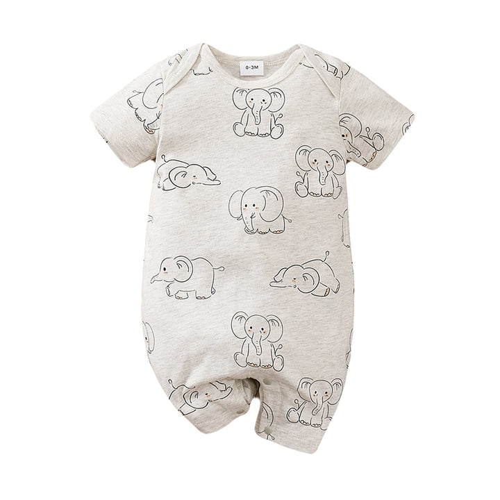 Infants Grey Printed Pure Cotton Romper