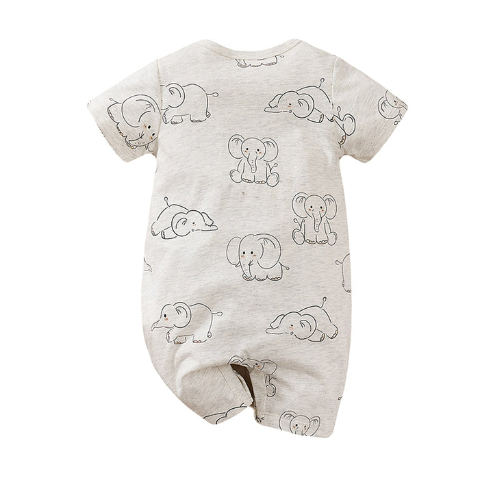 Infants Grey Printed Pure Cotton Romper