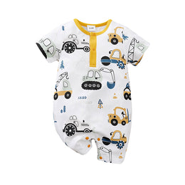 Infant Boys White Graphic Printed Cotton Rompers