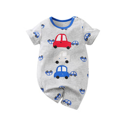 Boys Printed Round Neck Cotton Rompers