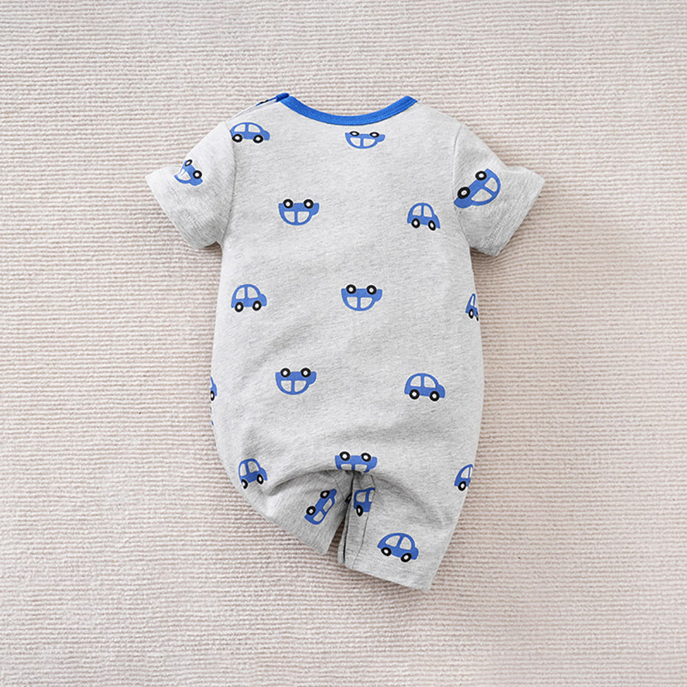 Boys Printed Round Neck Cotton Rompers