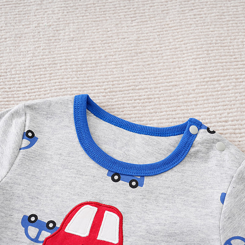 Boys Printed Round Neck Cotton Rompers