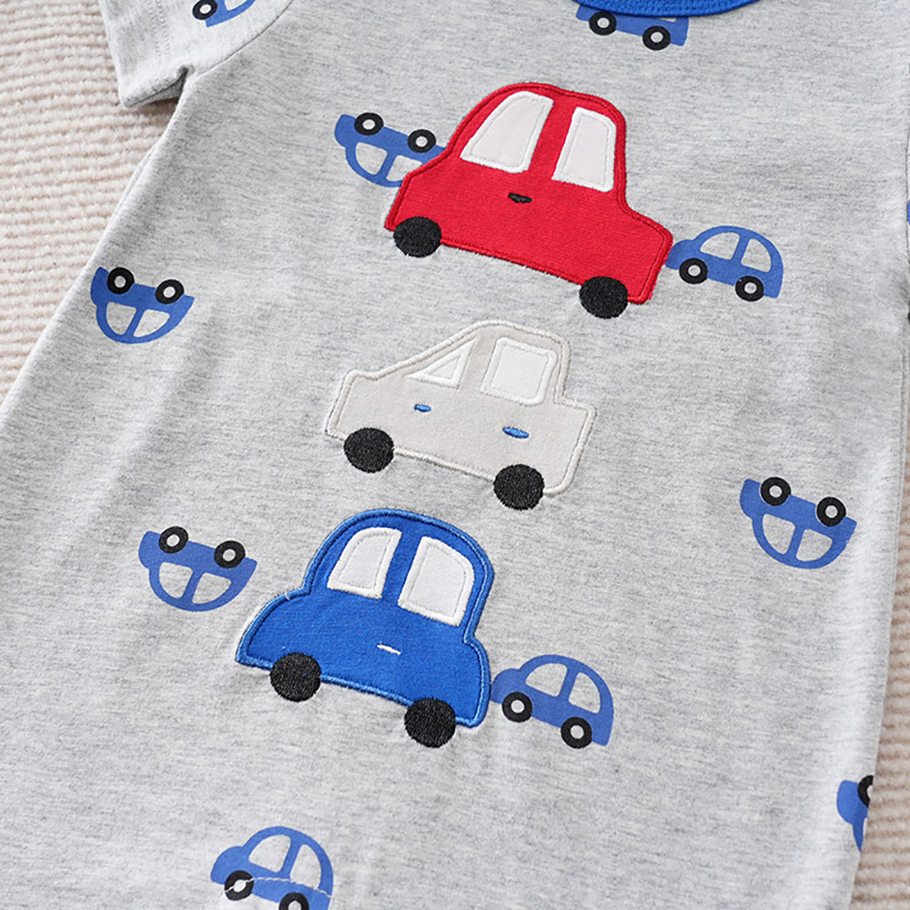 Boys Printed Round Neck Cotton Rompers