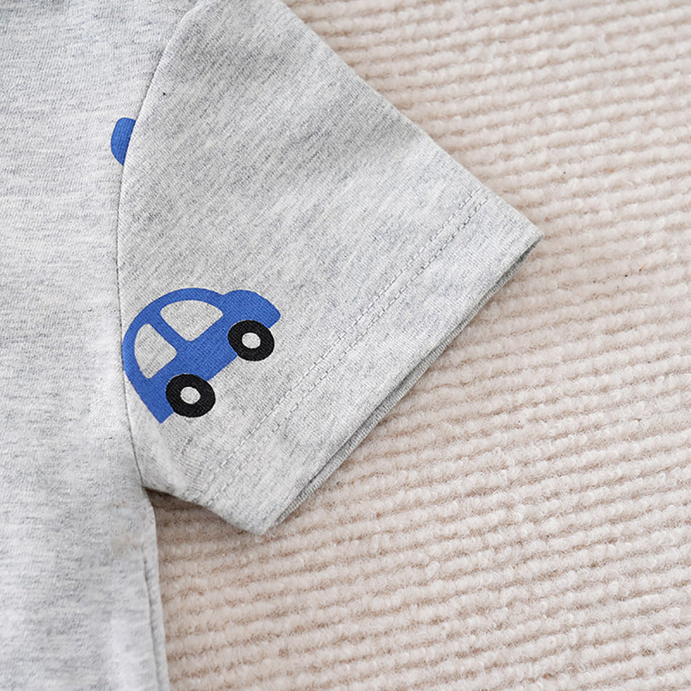 Boys Printed Round Neck Cotton Rompers