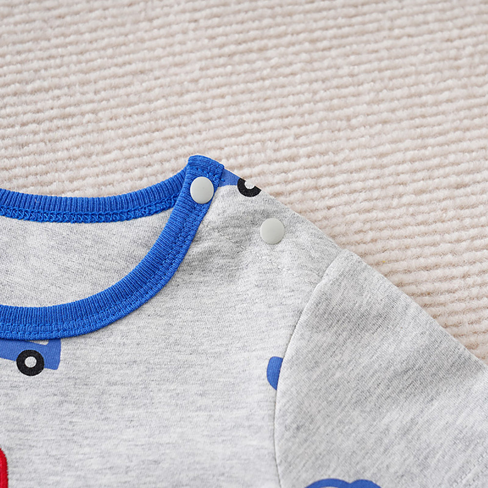Boys Printed Round Neck Cotton Rompers