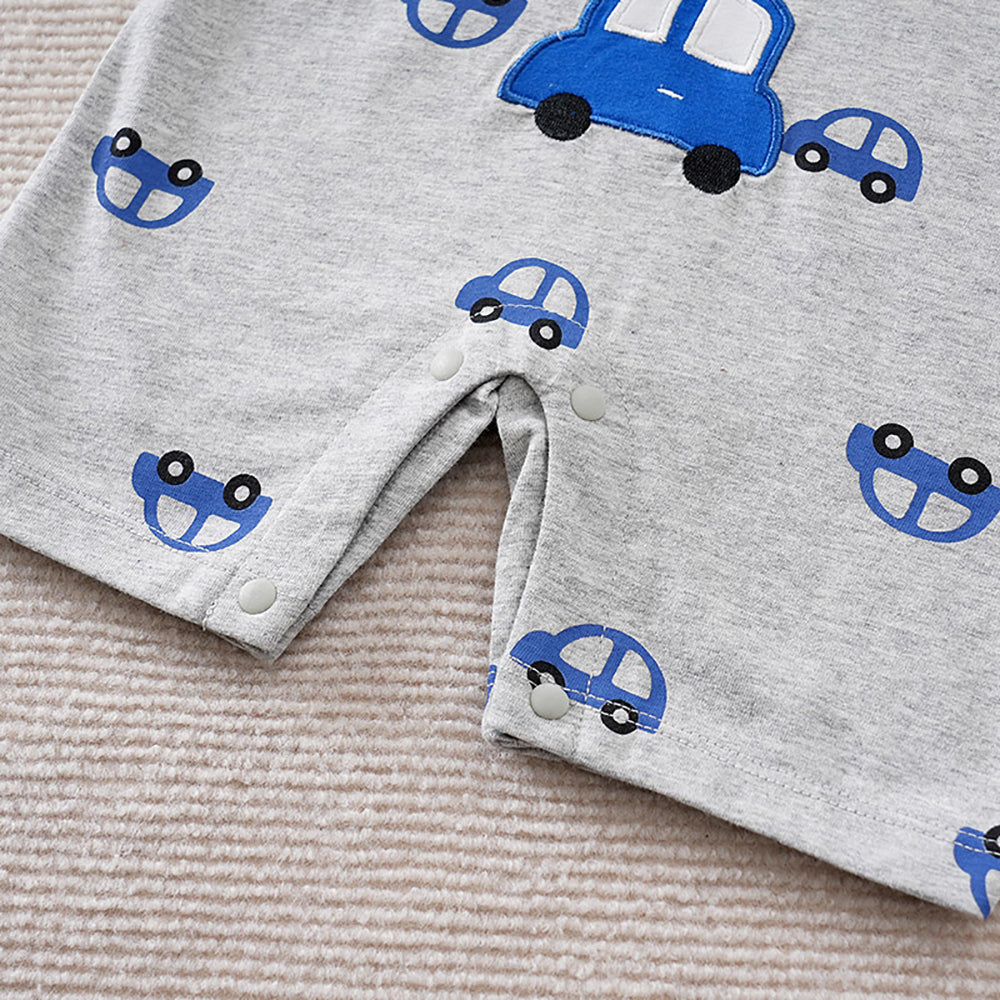 Boys Printed Round Neck Cotton Rompers