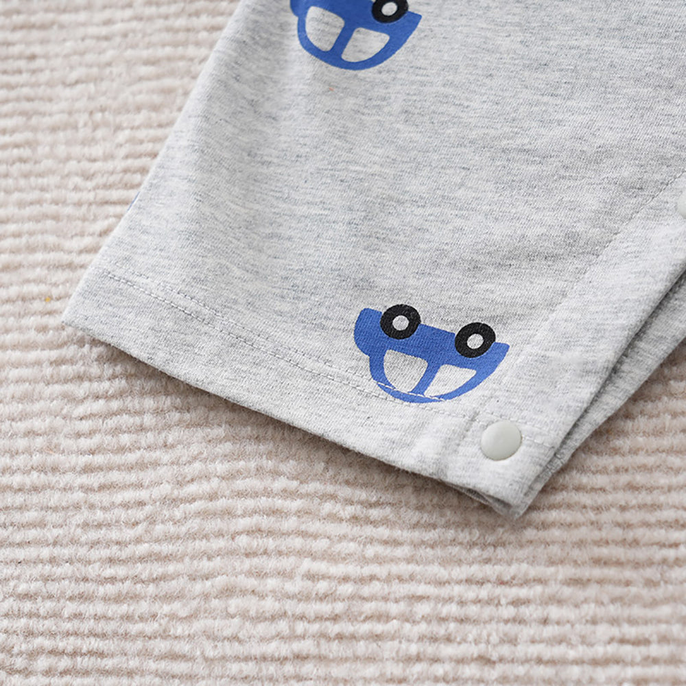 Boys Printed Round Neck Cotton Rompers