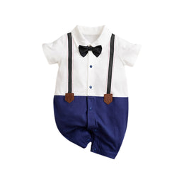 Boys Shirt Collar Cotton Rompers
