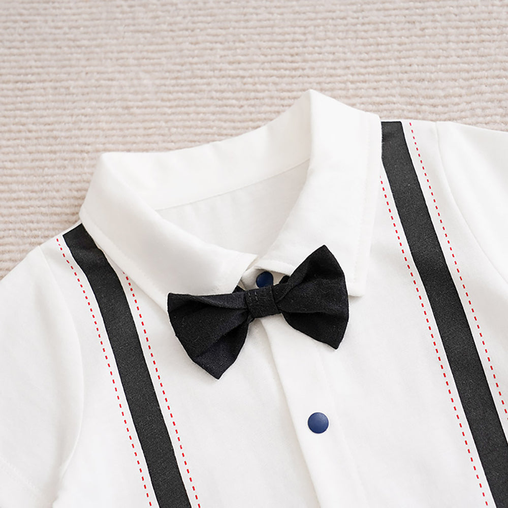 Boys Shirt Collar Cotton Rompers
